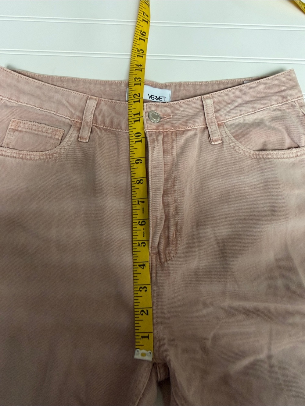 (326)VERVET July Song Pink Distressed 90s Crop Flare Jeans Size 29 V2737 - Picture 5 of 7